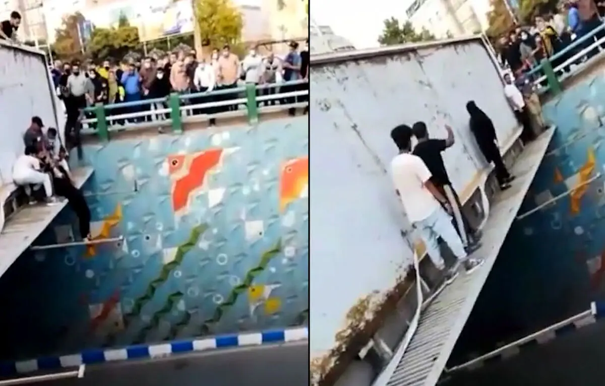 لحظه خودکشی زن جوان از روی پل | فیلم +18